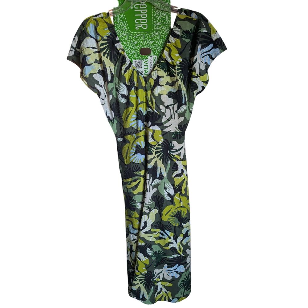 NWT On 34th Women's Flutter-Sleeve Tropical Floral Printed Midi Dress SZ S